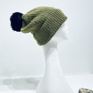 Slouchy Style Knitted Wide Brim Hat with detachable bobble